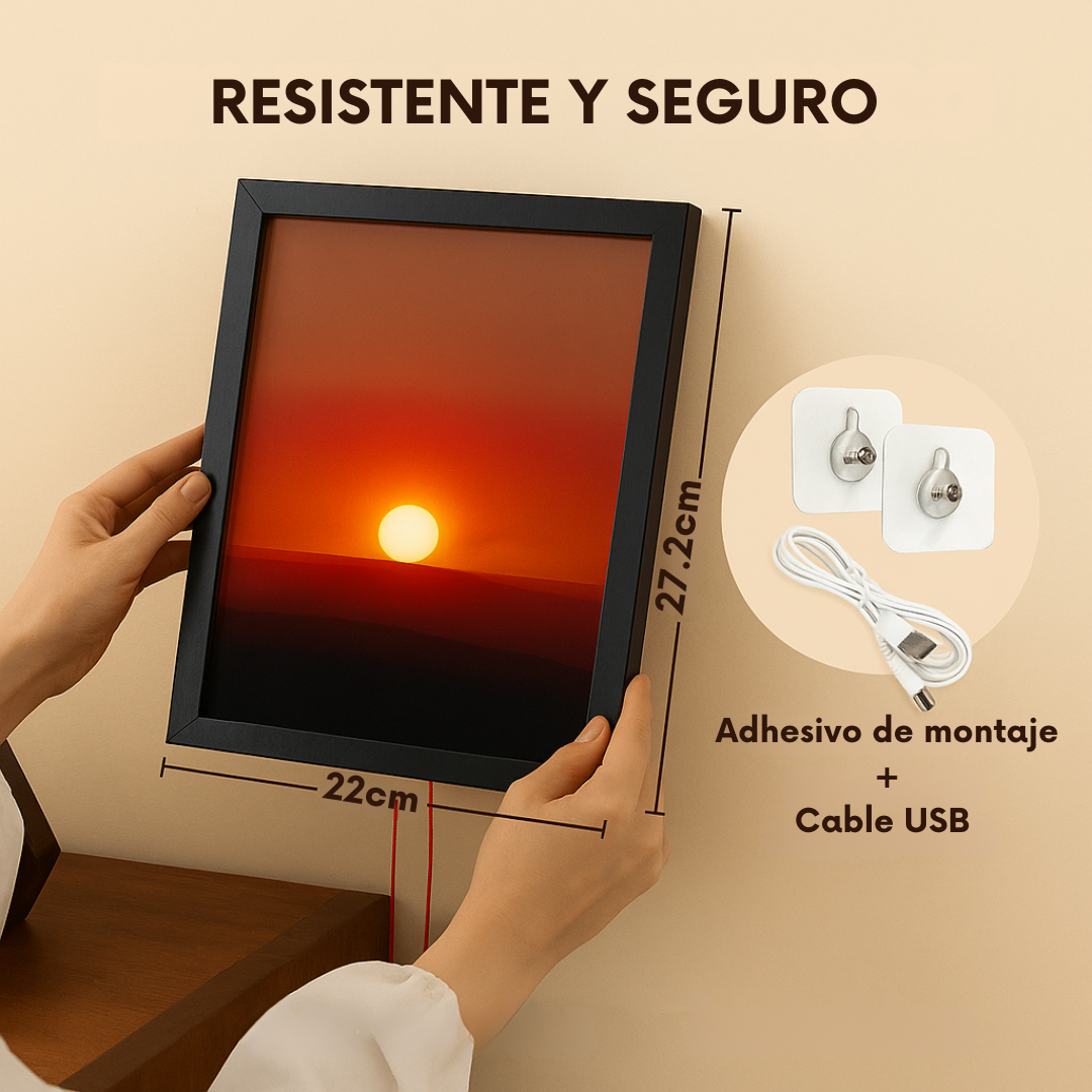 Cuadro LED Atardecer con Sol Ajustable